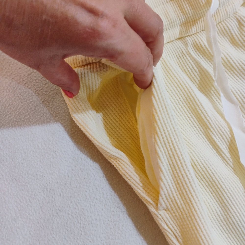 Soft Surroundings Cream Ribbed Wide-Leg Lounge Pants with Drawstring - Picture 3 of 12